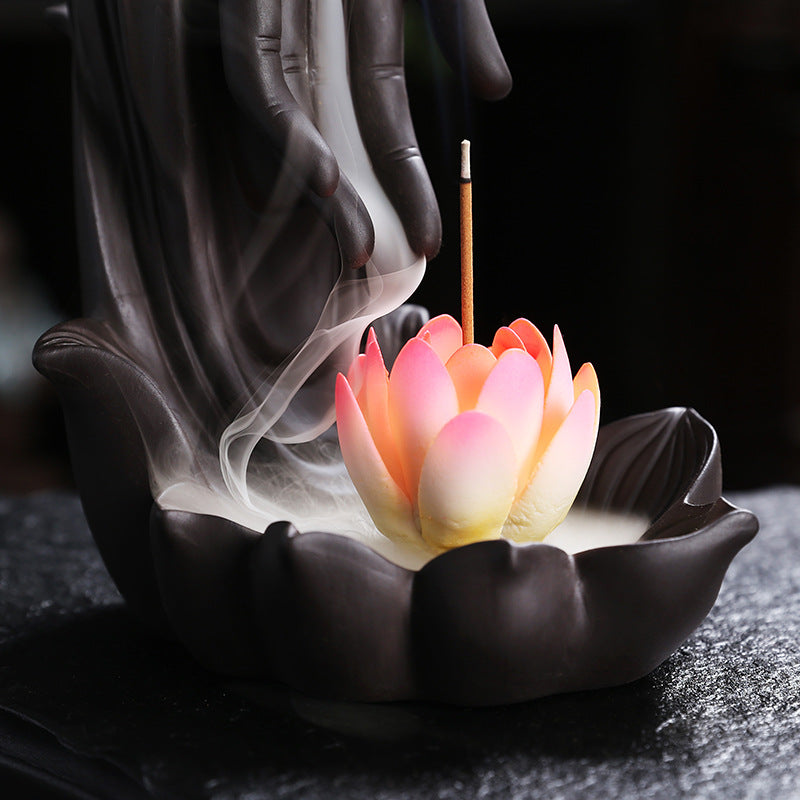 Bergamot Lotus Creative Backflow Aromatherapy Furnace Home Tea Room Decoration