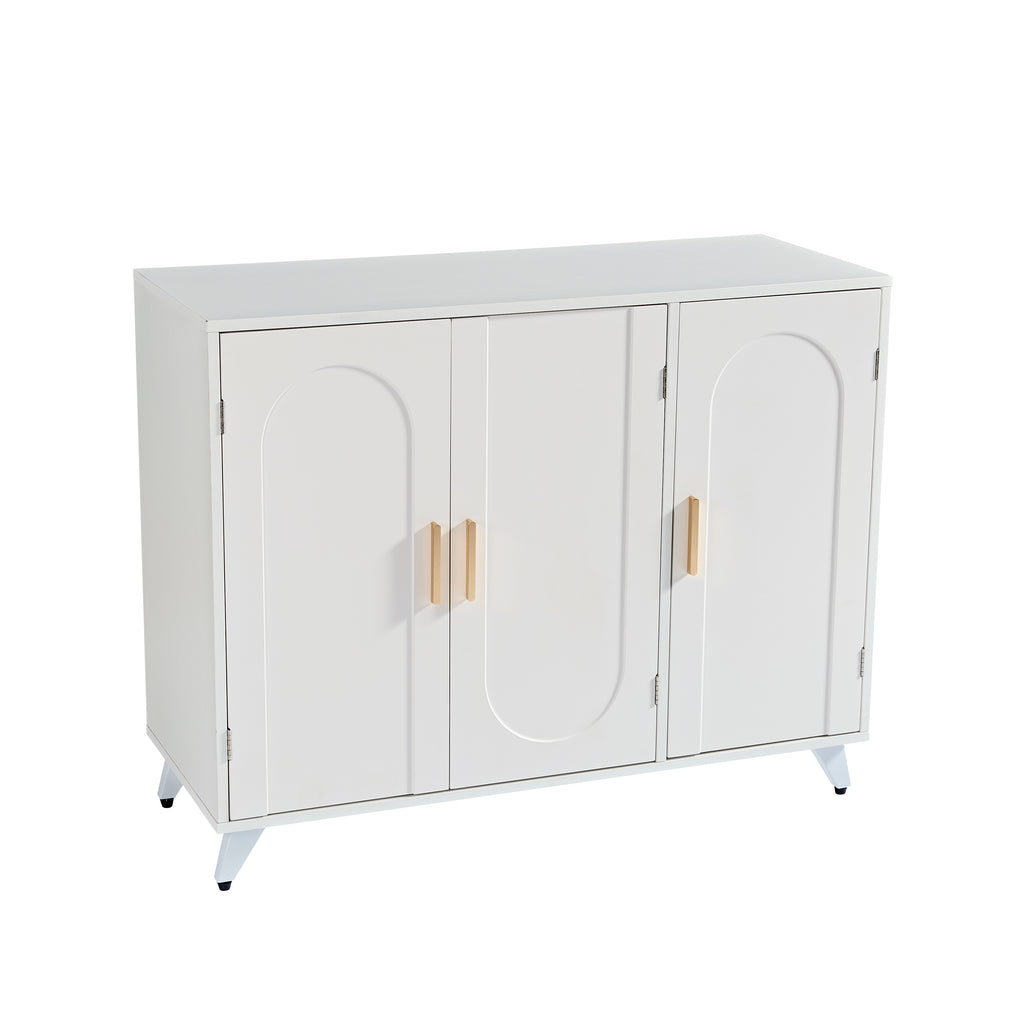 Sideboard Buffet cabinet with 3 doors and removable shelves, for living room, dining room, ivory white
