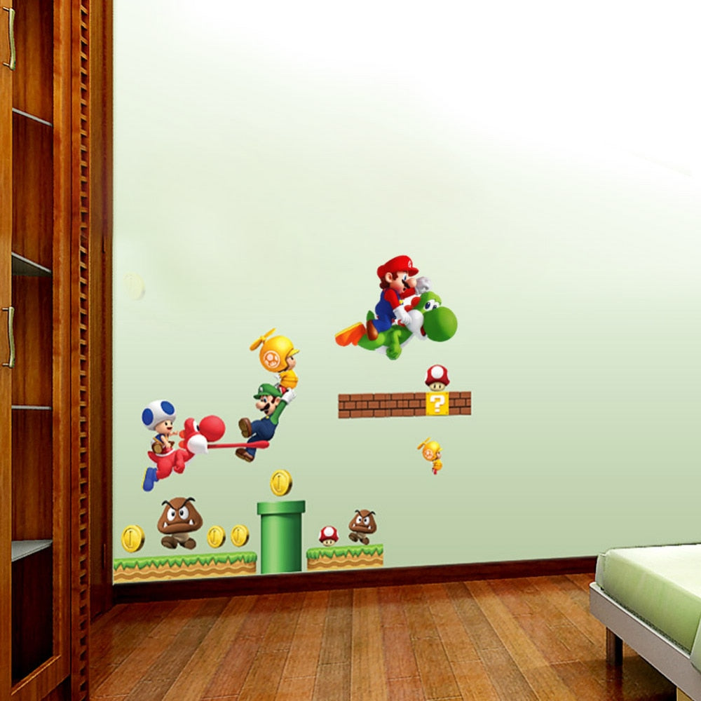 Super Mario Wall Stickers for Kids Rooms Modern Cartoon DIY Wall Stickers Baby Living Room Bedroom New Year Home Decor