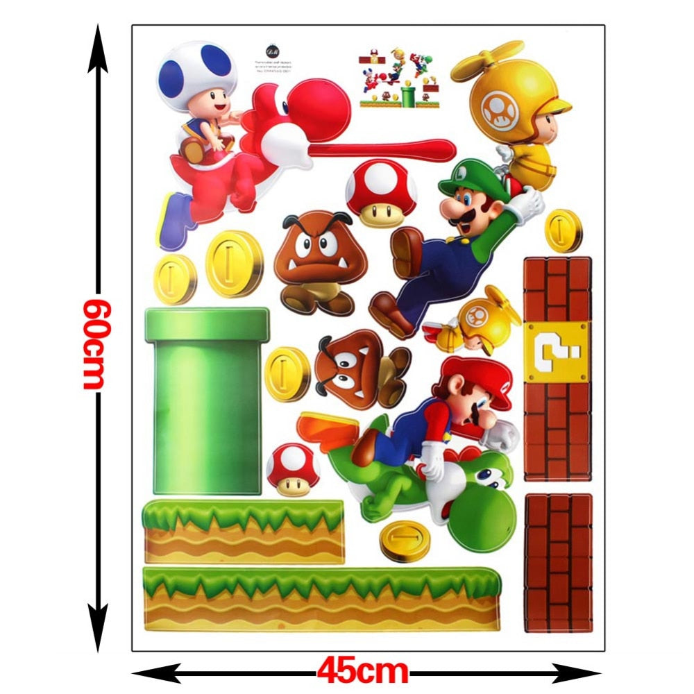Super Mario Wall Stickers for Kids Rooms Modern Cartoon DIY Wall Stickers Baby Living Room Bedroom New Year Home Decor