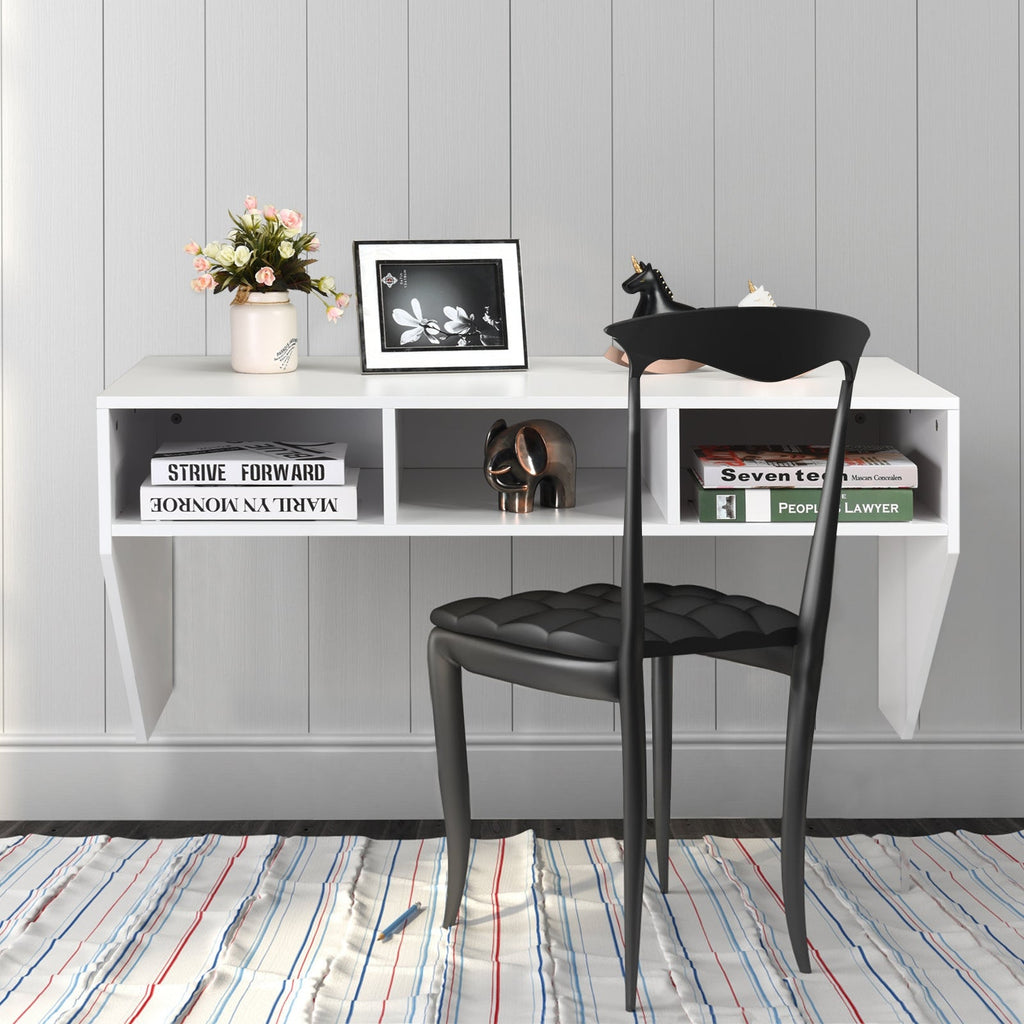Wall-Mounted Floating Desk Shelf – White