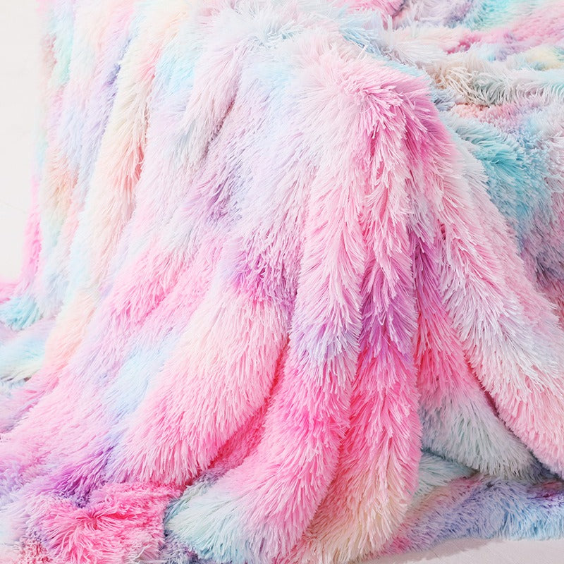 Photography Props, Small Rainbow Blankets, Nordic Style Office Lazybones, Nap Blankets, Tie Dyed Sofa Blankets, Plush Blankets