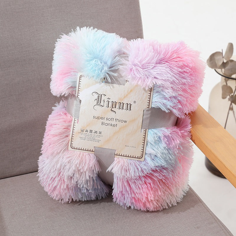 Photography Props, Small Rainbow Blankets, Nordic Style Office Lazybones, Nap Blankets, Tie Dyed Sofa Blankets, Plush Blankets