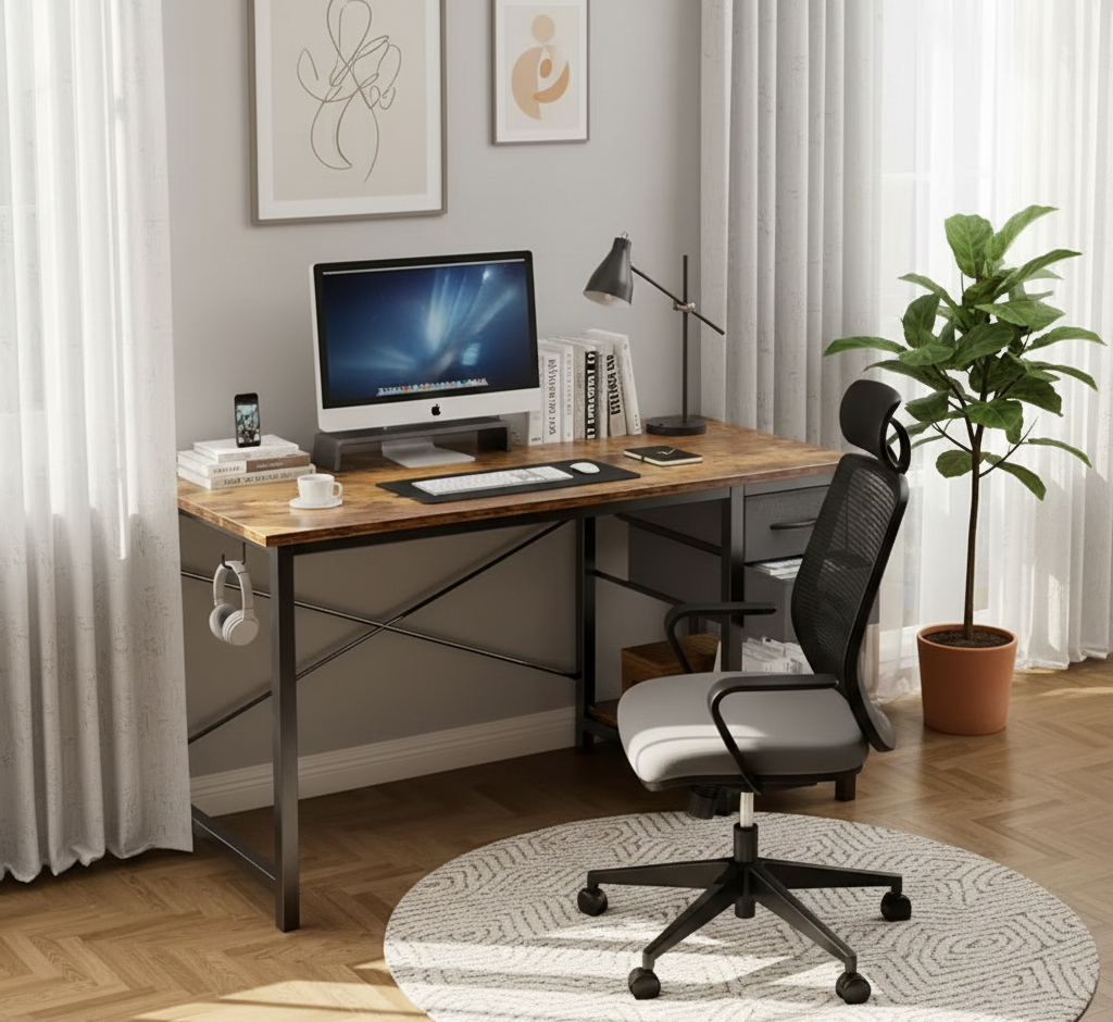 Modern Home Office Desk with Storage Drawers
