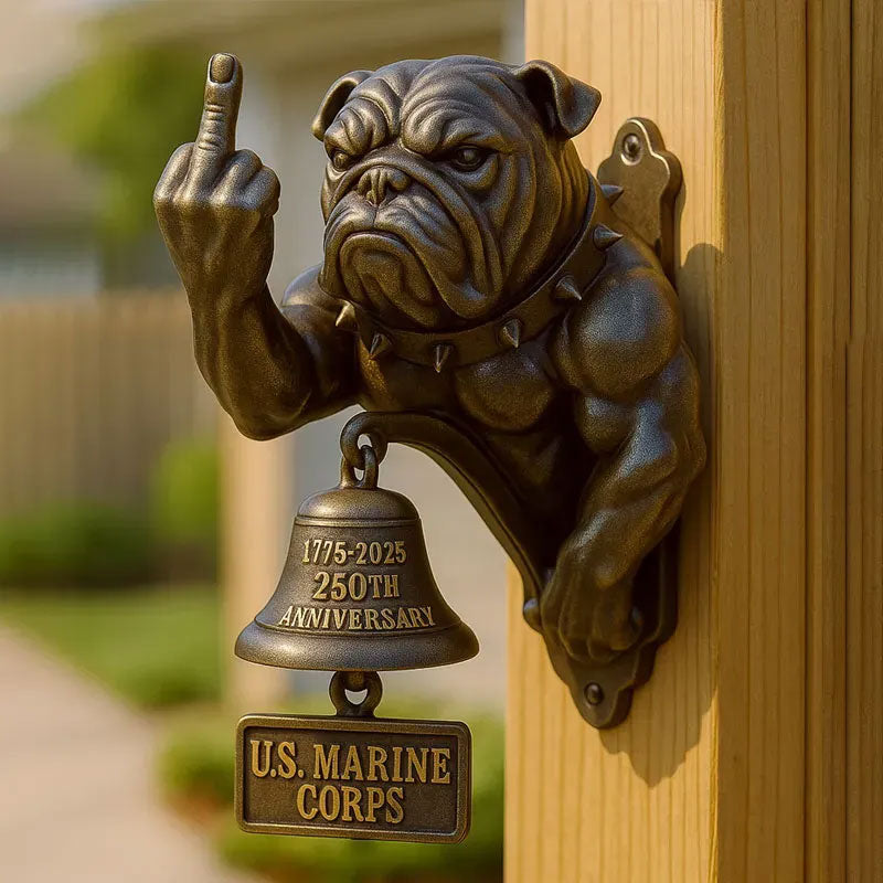 Dog welcome chime, vintage Bulldog Dobermann chime, metal merchant chime – wall decor for home/office entrance.