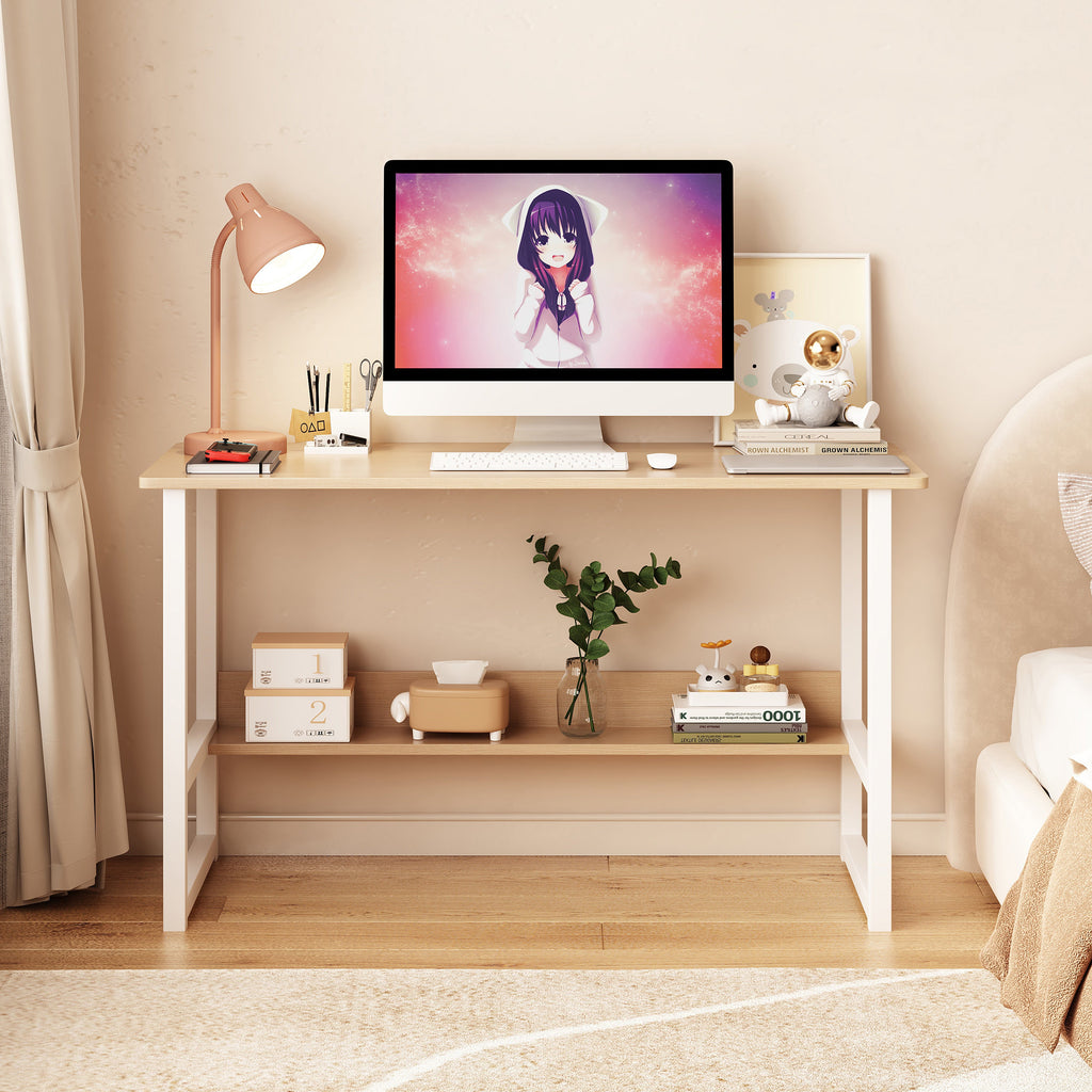 Wooden Student Desk with Storage Rack