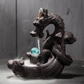 Ceramic Backflow Incense Burner Creative Home Decor Dragon Incense Holder Censer With Crystal Ball + 20Pcs Incense Cones