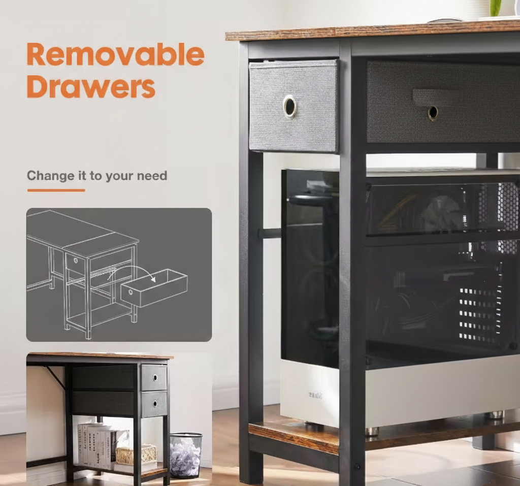 Modern Home Office Desk with Storage Drawers