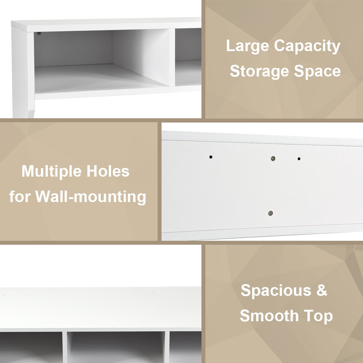 Wall-Mounted Floating Desk Shelf – White