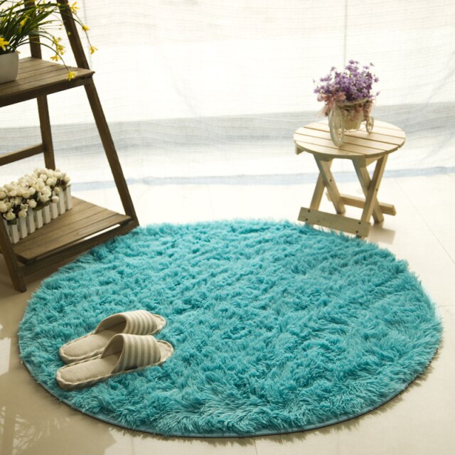 Fluffy Round Rug Carpets for Living Room Kilim Faux Fur Carpet Kids Room Long Plush rugs for bedroom Shaggy Area Rug White