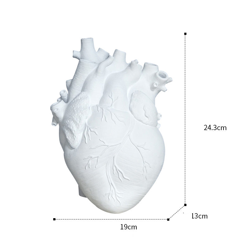 Heart vase resin ornament model room countertop living room vase dining table dry flower arrangement
