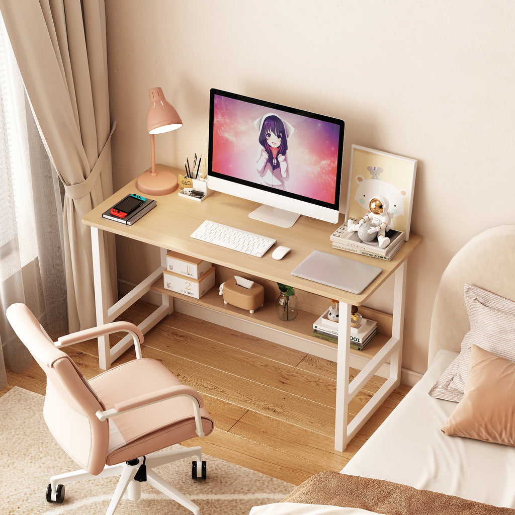 Wooden Student Desk with Storage Rack