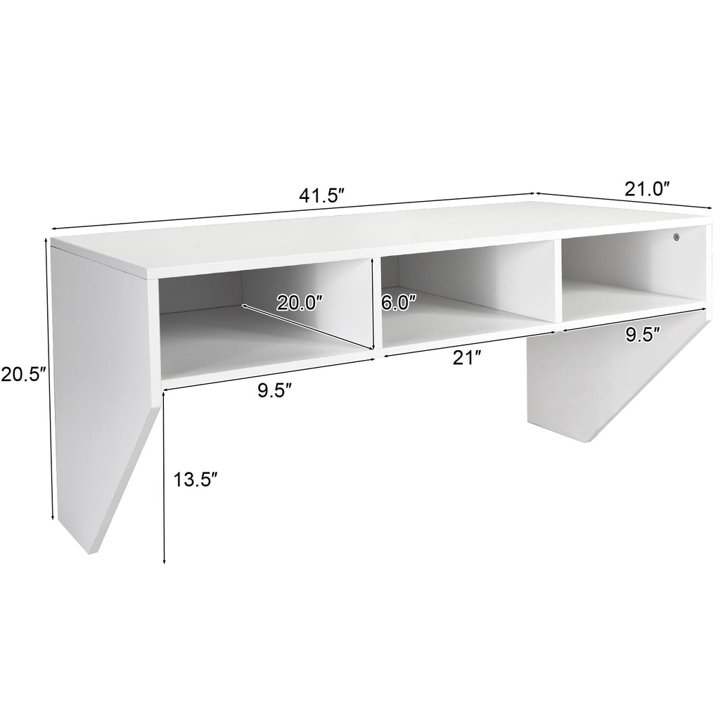 Wall-Mounted Floating Desk Shelf – White